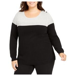 NEW Charter Club Sweater Women's Plus Size 1X Silver Bi-Color Metallic Pullover